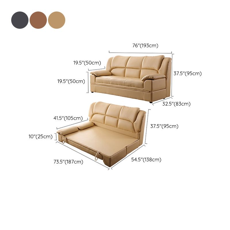 Modern Leather Pillow Top Arms Sleeper Sofa Biscuit Back Sofa Bed