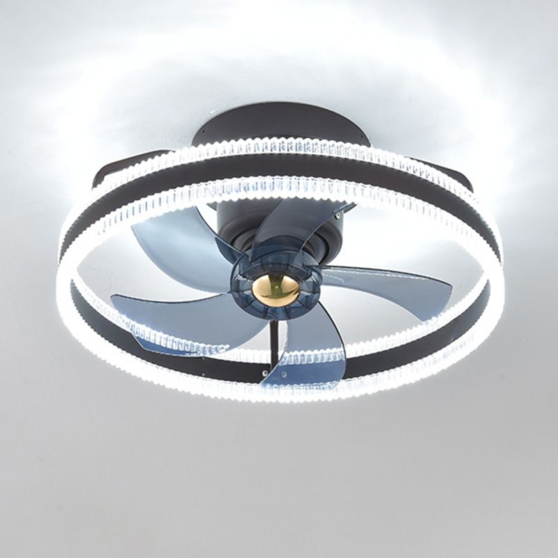 5-Blade Modern LED Ceiling Fan Metallic Black Fan with Light for Home