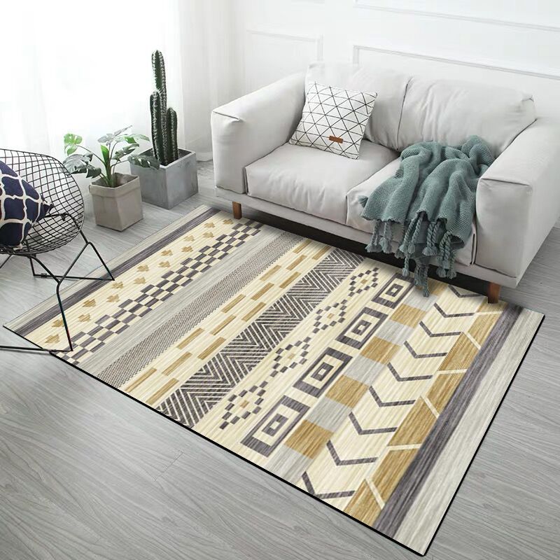 Bohemian Harlequin Print Carpet Polyester Indoor Rug Non-Slip Backing Area Carpet for Living Room