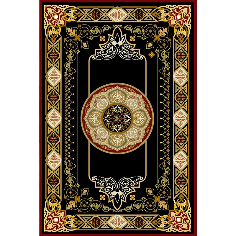 Dark Color Luxury Rug Polyester Concentric Circles Area Rug Non-Slip Backing Carpet for Living Room