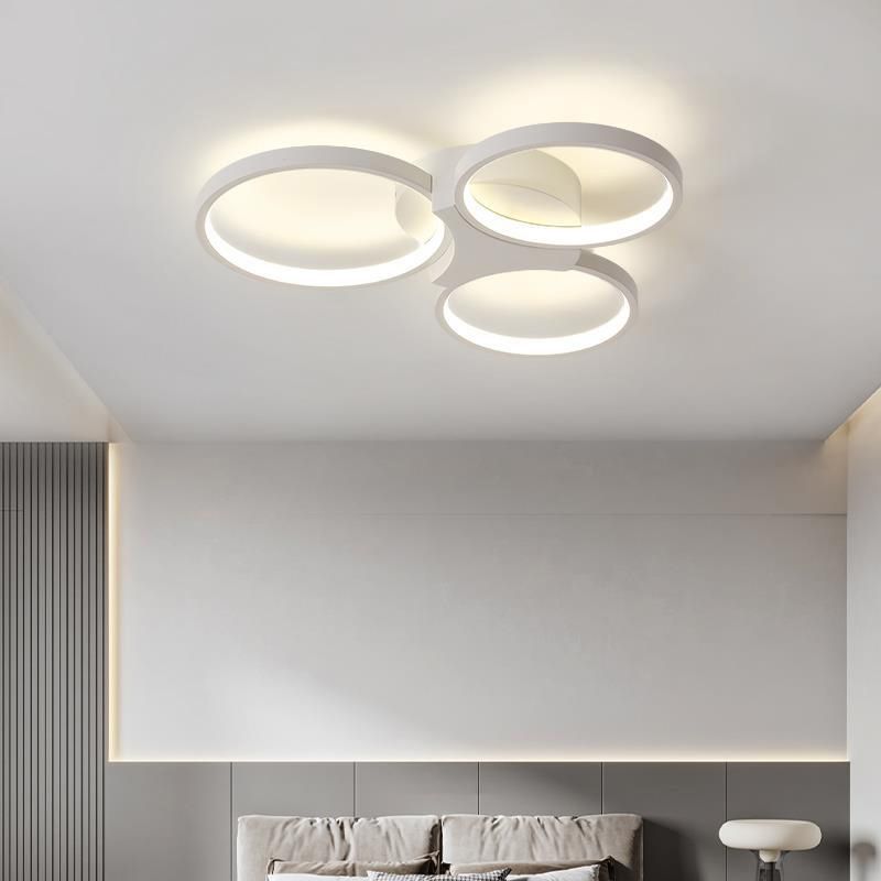 LED Ring 3 / 6 - Light Semi Flush Mount in Matte White Iron and Acrylic Ceiling Fixture