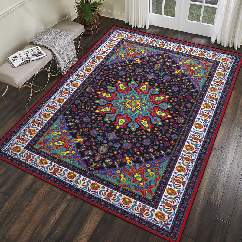 Soft Color Classic Carpet Polyester Moroccan Pattern Indoor Rug Washable Rug for Living Room