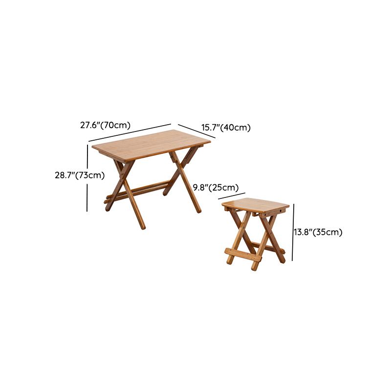 Natural Color Bamboo Writing Desk School Family Children Liftable Folding Study Table