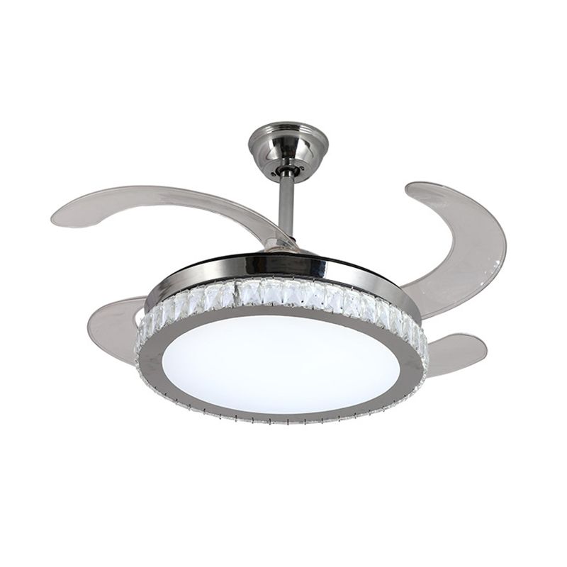 Stainless Steel Ceiling Fan Light in Chrome LED Modernism Fan Ceiling Fixture