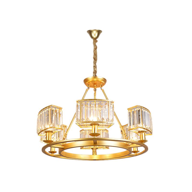 Black/Gold Circle Ceiling Chandelier Modernism Crystal 4/6 Lights Hanging Light Fixture for Bedroom