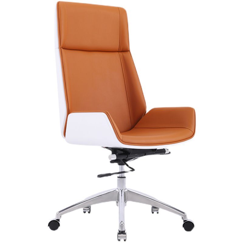 Faux Leather Task Chair Chrome Metal Frame Modern Office Chair