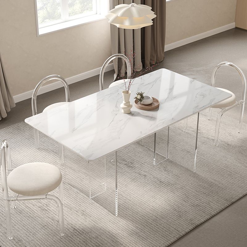 Acrylic Contemporary Dining Set 1/2/5 Pcs Rectangle Dining Table Set for Home