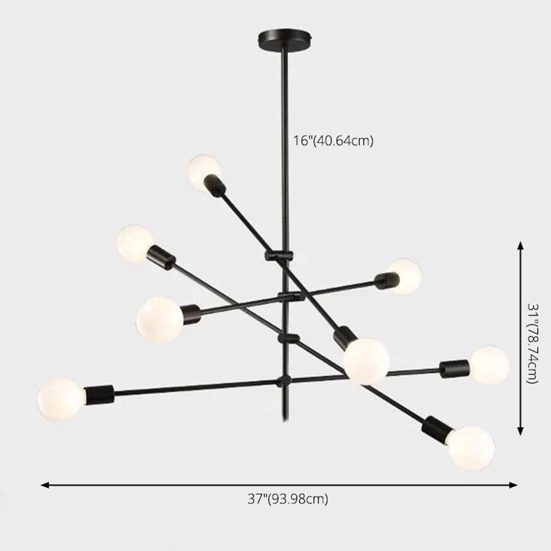 Molecular Metal Chandelier Lighting Industrial Exposed Bulb Hanging Pendant Light for Living Room