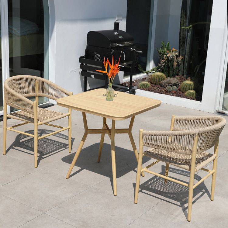 Modern Outdoor Dining Table Fire Resistant Patio Table with Aluminum Frame