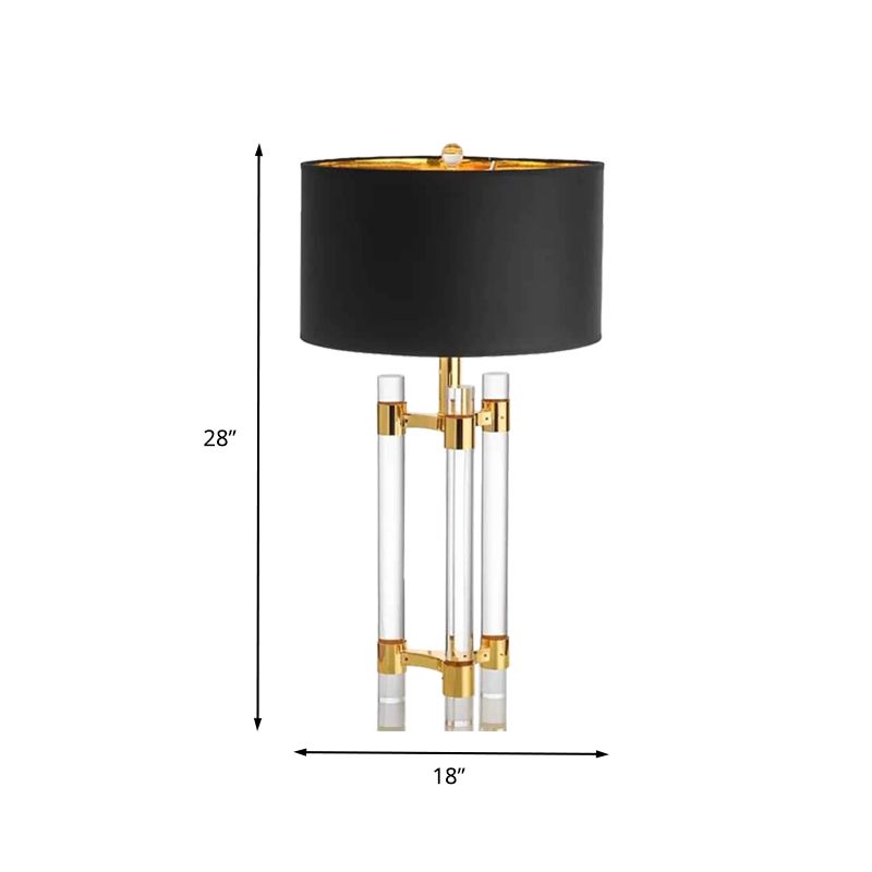 1 Éclairage d'étude de tête Éclairage de lecture moderne de lecture en or Lumière avec une teinte en tissu de tambour