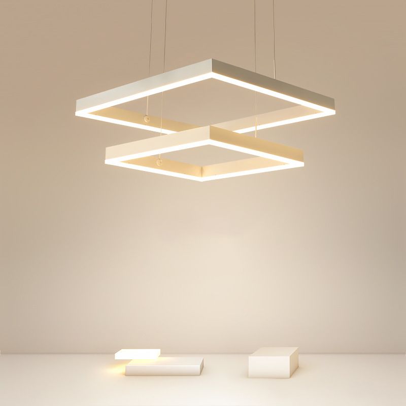 Aluminum White Chandelier Light Geometric LED Simple Chandelier Lamp for Bedroom