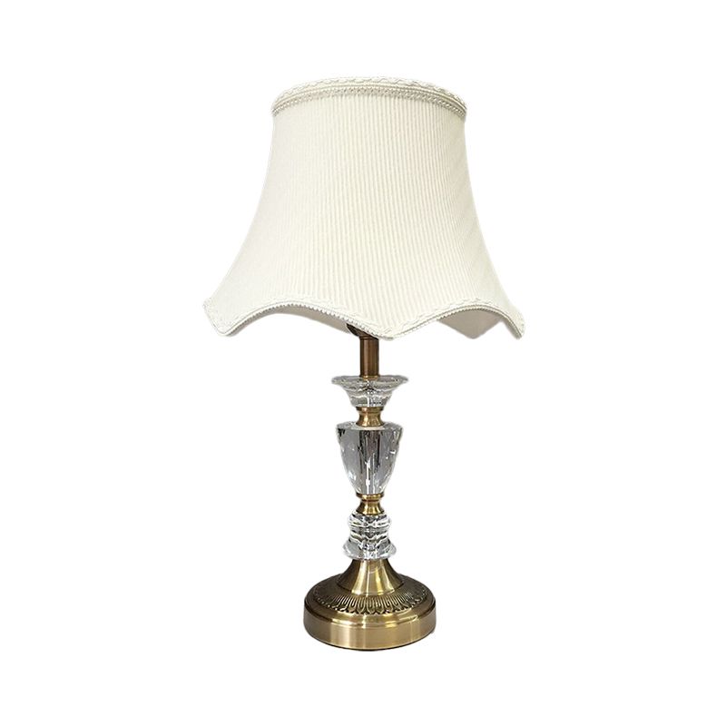 Modern Scalloped Table Lamp Faceted Crystal 1 Head Living Room Nightstand Light in Gold