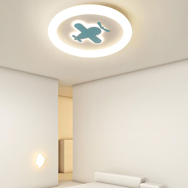 Kids LED Flush Mount Light Airplane Metal Ceiling Light Fixture for Bedroom