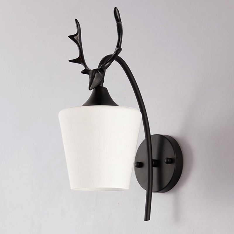 Nordic Style Vanity Light Antler Shape Vanity Lamp with Glass Shade for Living Room