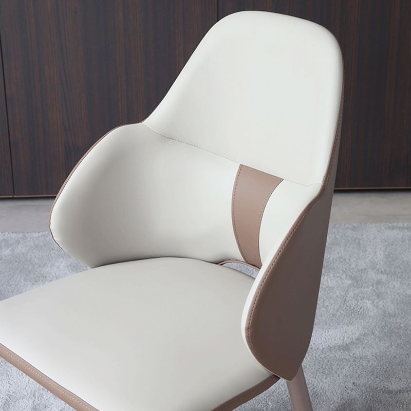 Minimalist Design Arm Leather Dining Chairs Solid Back Chairs for Home Use