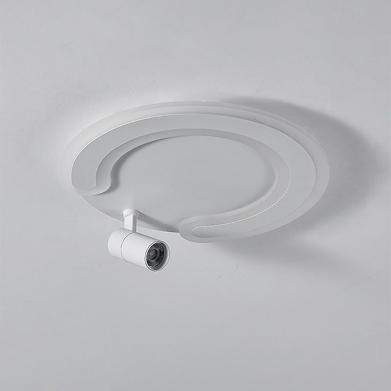 Circular LED Semi Flush Mount in Modern Creative Style Acrylic Indoor Ceiling Light in White