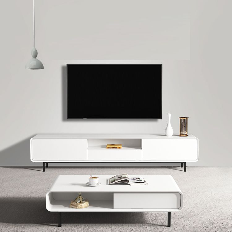 Rectangle TV Media Stand Modern Home TV Stand with Shelves and Drawer