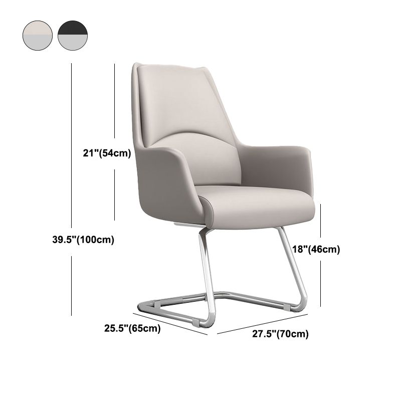 Modern Style Task Chair Leather Office Chair with Fixed Arms