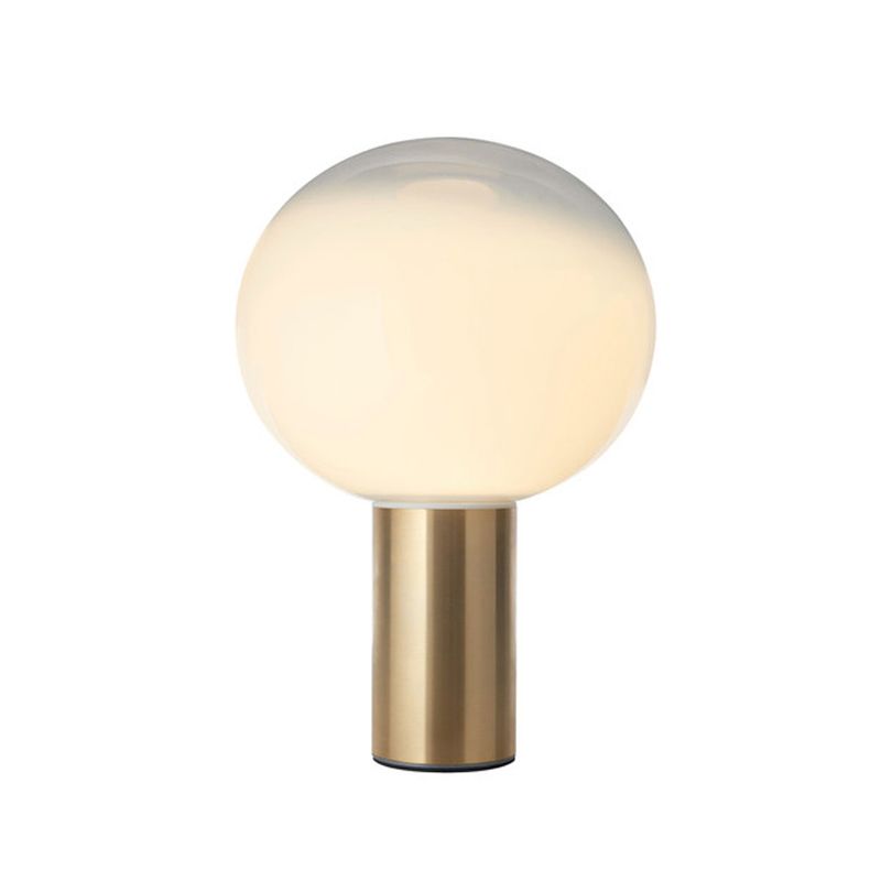 Spherical Frosted White Glass Table Light Minimalist 1 Bulb Gold Nightstand Lamp