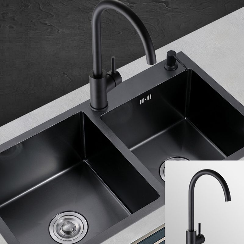 Modern Style Kitchen Sink Stainless Steel Rectangle 2 Holes Kitchen Sink