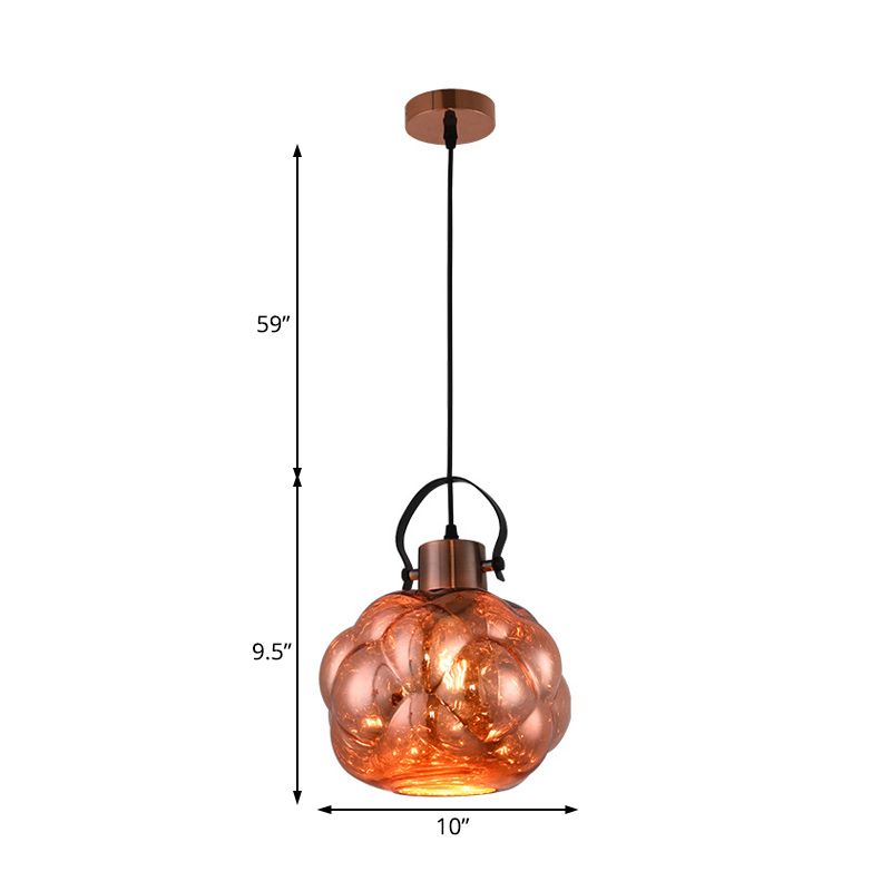 Luce a sospensione globale Modern Glass a mano moderna 1 Lampada a soffitto cromata/oro/rosa per sala da pranzo