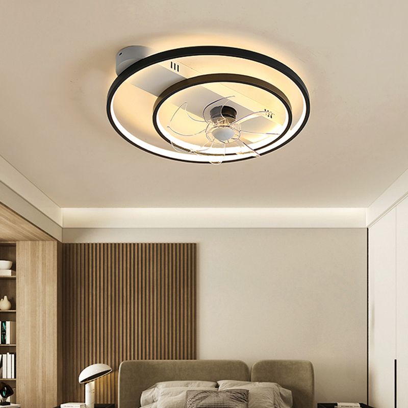 Modern Simple Metal Ceiling Fan Lamp Geometry LED Ceiling Fan Light for Living Room