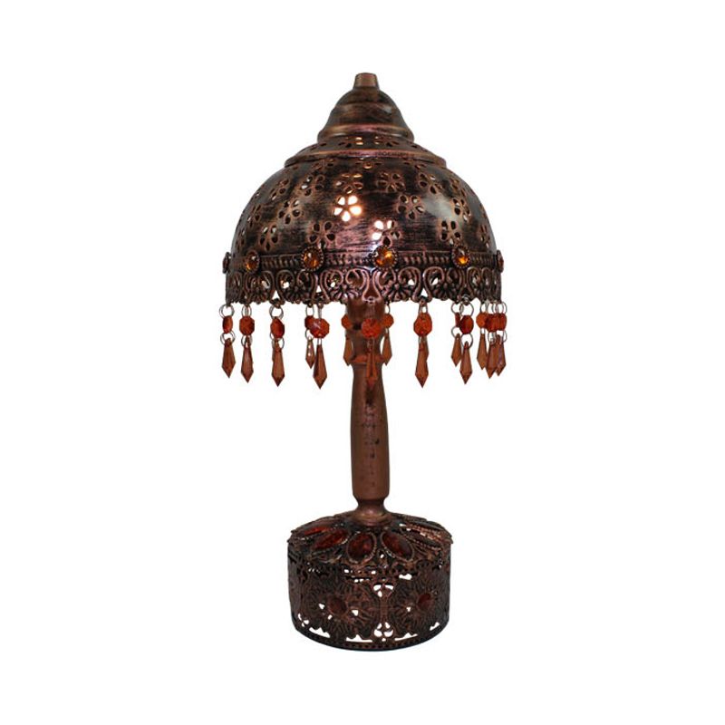 Metal Copper Nightstand Lighting Bowl 1 Head Art Deco Night Table Lamp for Living Room