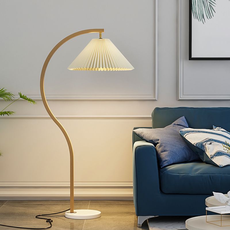 1-Light Nordic Style Floor Lamp Burlap Shade Floor Light for Living Room