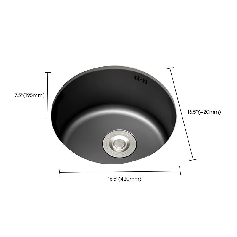 Modern Style Kitchen Sink Stainless Steel Round Kitchen Sink with Drain Strainer Kit