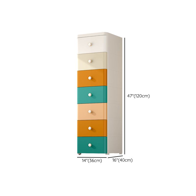 Modernism Plastic Nursery Dresser Vertical Kids Nightstand with 3/4/5/6/7 Drawers for Home