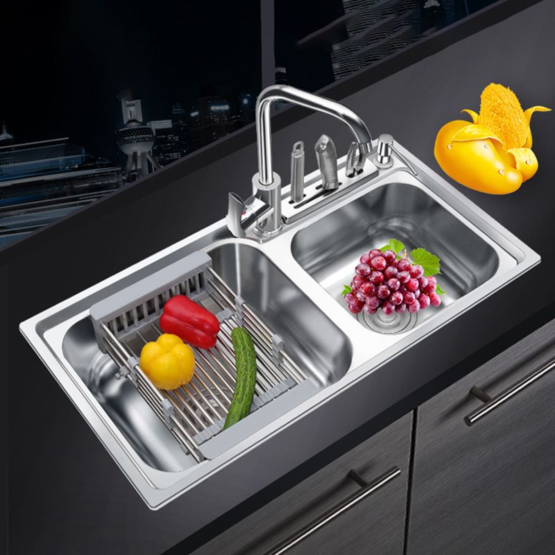 Modern Style Kitchen Sink Stainless Steel Corrosion Resistant Drop-In Kitchen Sink