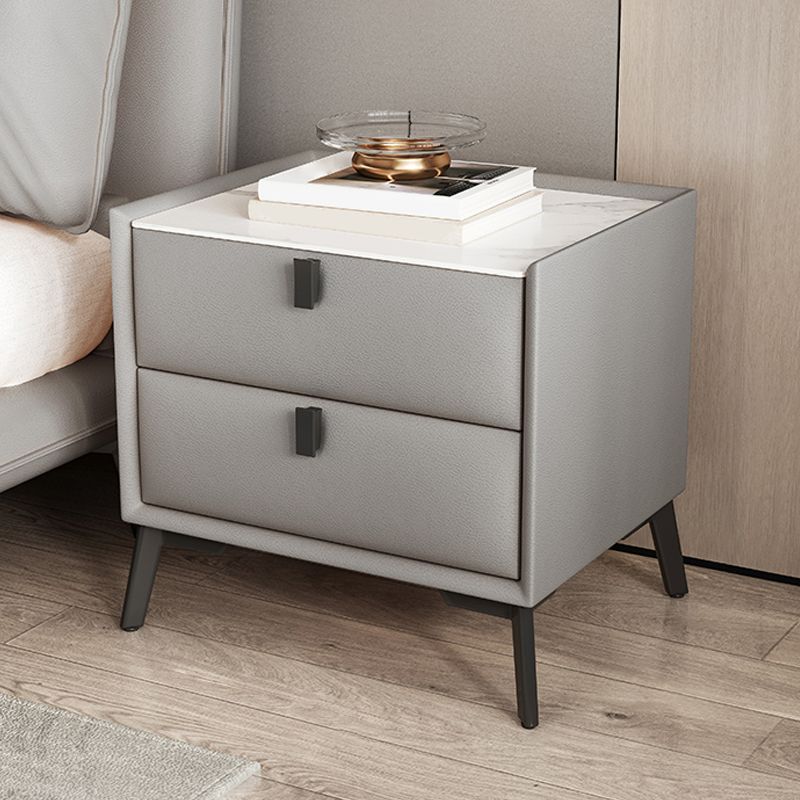 Modern Slate Nightstand Lower Shelf Bedside Cabinet for Bedroom