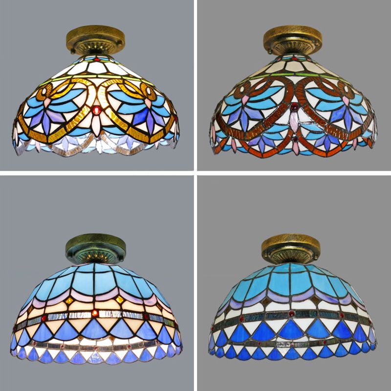 Tiffany Style Bowl Flush Mount  Glass Ceiling Light 1 Light for Hallway