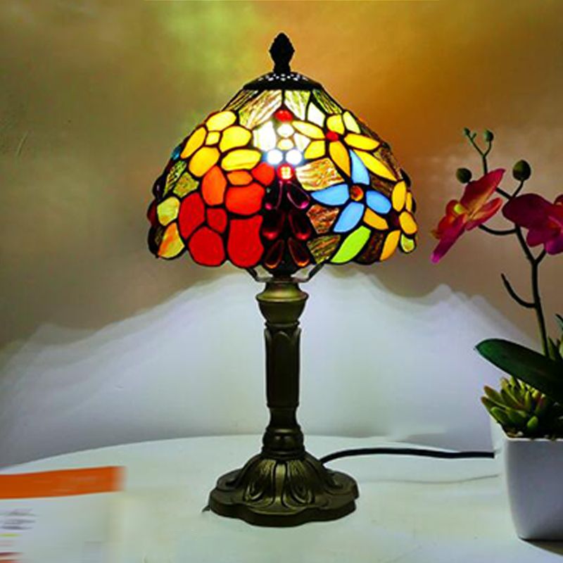 Tiffany Style Table Lamp 1-Light Desk Light with Glass Shade for Living Room