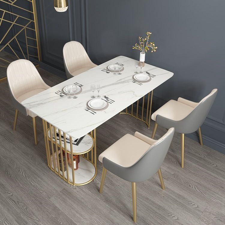 Glam 1/2/5 Pieces Dining Set Rectangle Stone Dining Table Set for Kitchen