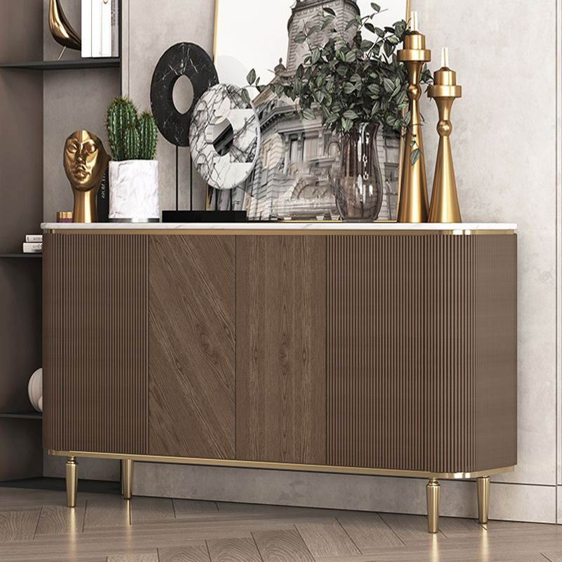 Glam Sideboard Cabinet Marble Sideboard Table with Doors for Dining Room