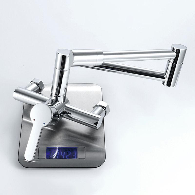 Modern Wall Mounted Pot Filler Faucet in Chrome Kitchen Faucet with Single Level