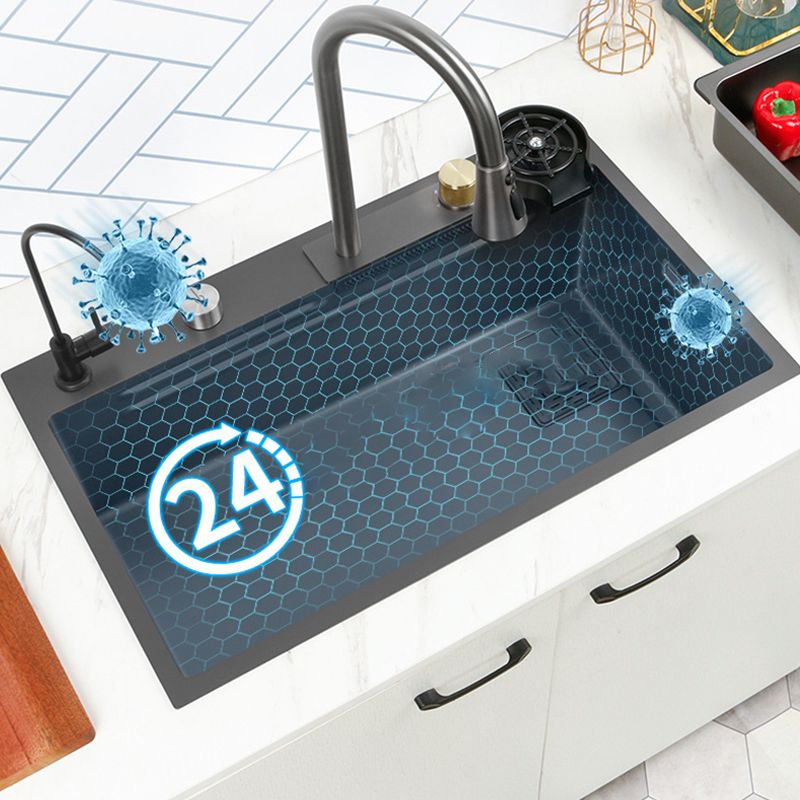 Contemporary Kitchen Sink Stainless Steel Friction Resistant Kitchen Sink with Faucet