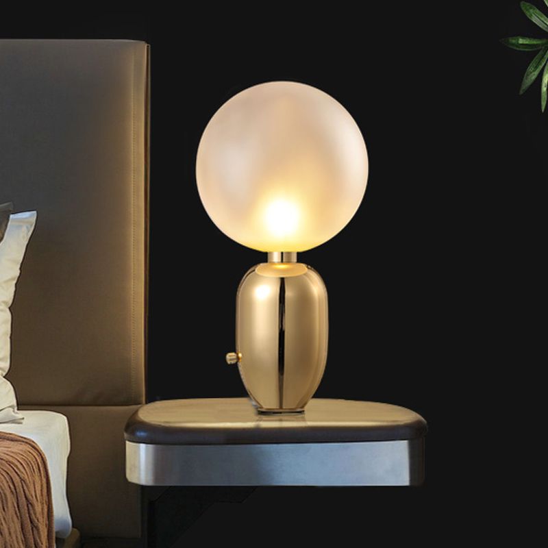 Capsule Table Lighting Modern Metallic 1 Light Living Room LED Desk Lamp in Black/Gold with Orb White Glass Shade