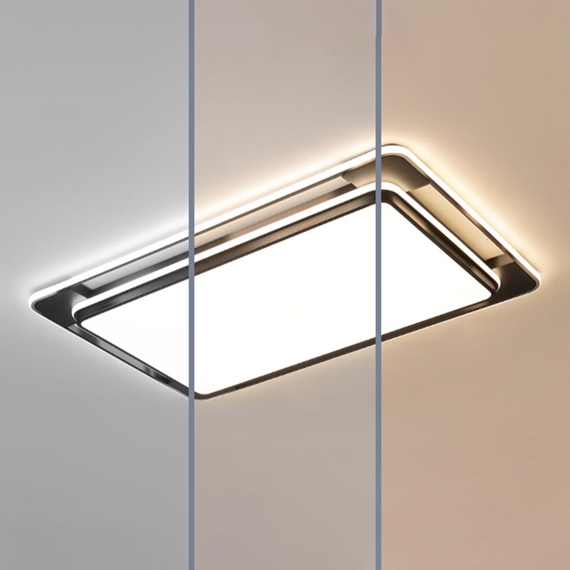 LED Modern Metal Flush Mount Geometric Shape Ceiling Light with Acrylic Shade in Black