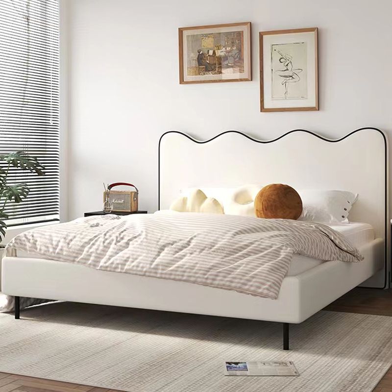 Modern and Contemporary Kids Bed Faux Leather White Princess Upholstered