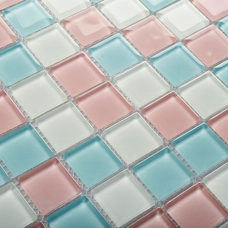 12" x 12" Peel & Stick Tie Glass Square Grid Mosaic Peel and Stick Tile 10-Pack