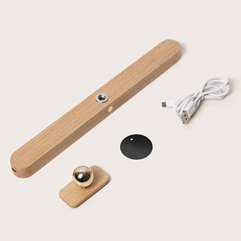 Magnetic Oblong LED Vanity Light Nordic Beech-wood Bathroom Wall Lamp Fixture