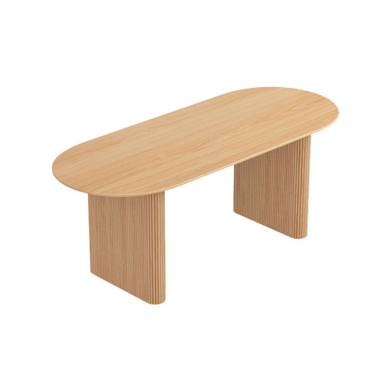 Solid Wood Oval Writing Desk Modern Natural Meeting Desk for Office