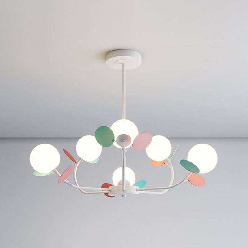 Spherical Shape Chandelier Light Modern Style Glass Multi Light Hanging Light for Kitchen