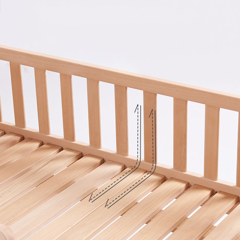 Minimalist Nursery Crib with Guardrail Washed Natural Wood with Mattress Nursery Bed