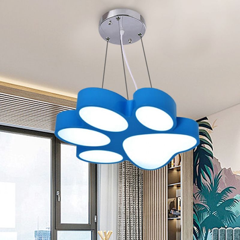 Doggy Paw Bathroom Pendant Lamp Acrylic Cartoon LED Hanging Light