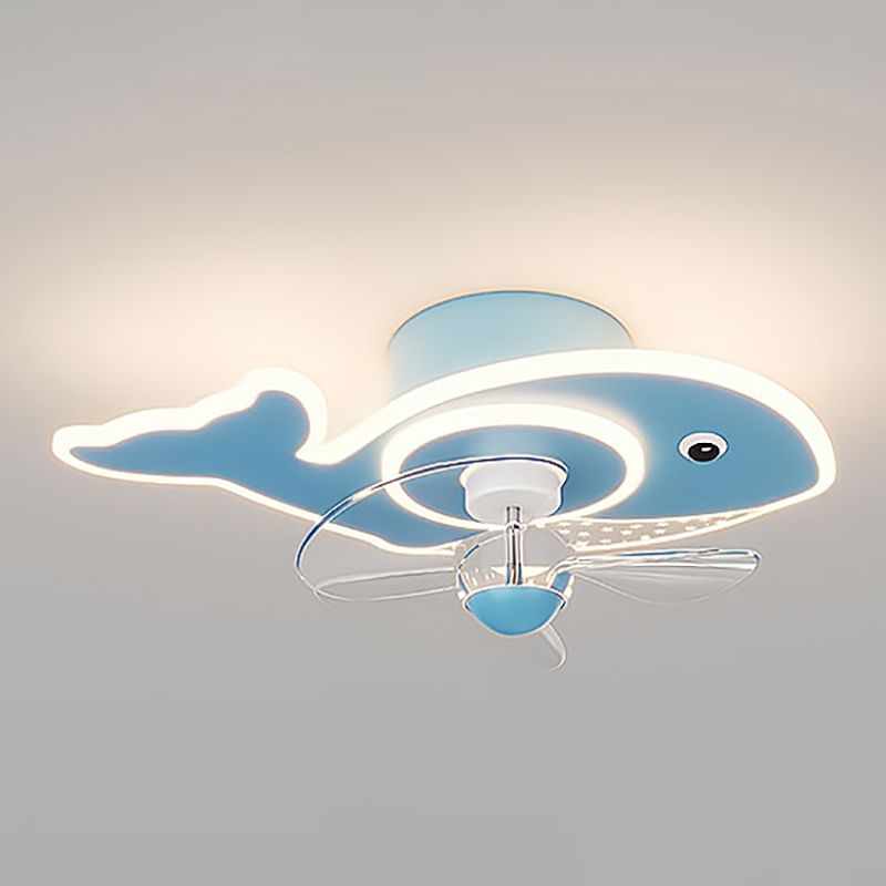 Chlidren Style Ceiling Fan Light LED Ceiling Mount Light with Acrylic Shade for Kid's Room