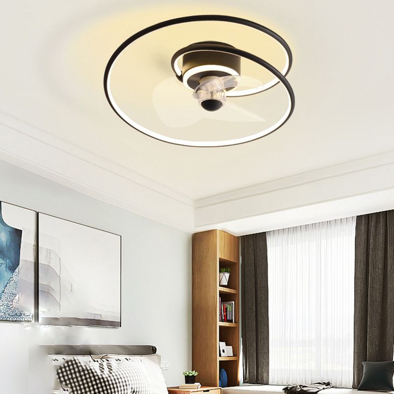 Contemporary Golden/Black/Brown Ceiling Fan Lamp LED Unique Ceiling Fan Light for Bedroom