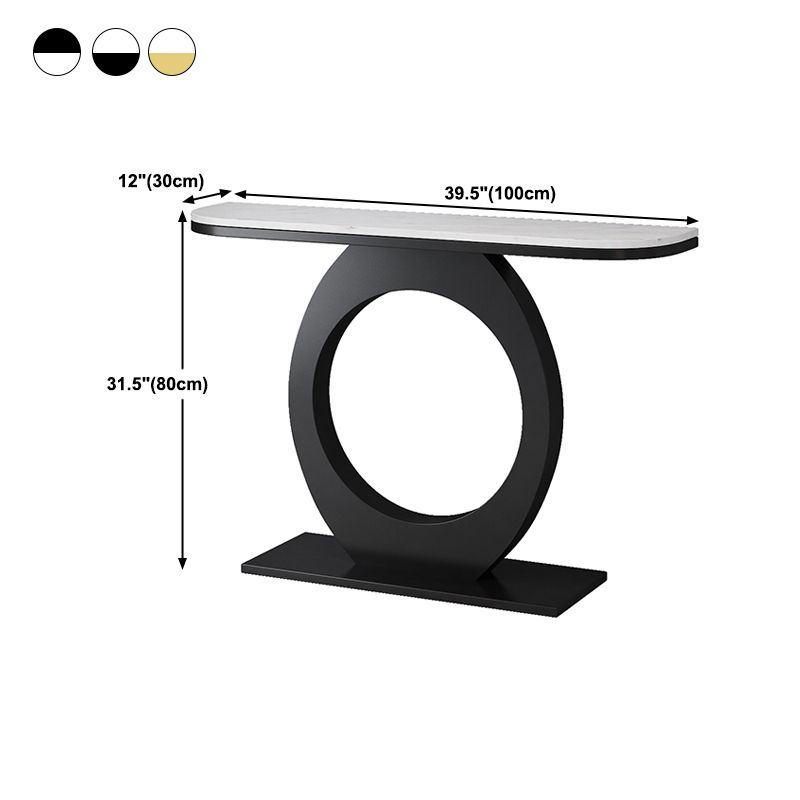 Half Moon Console Table with Pedestal Base for Hall Accent Table